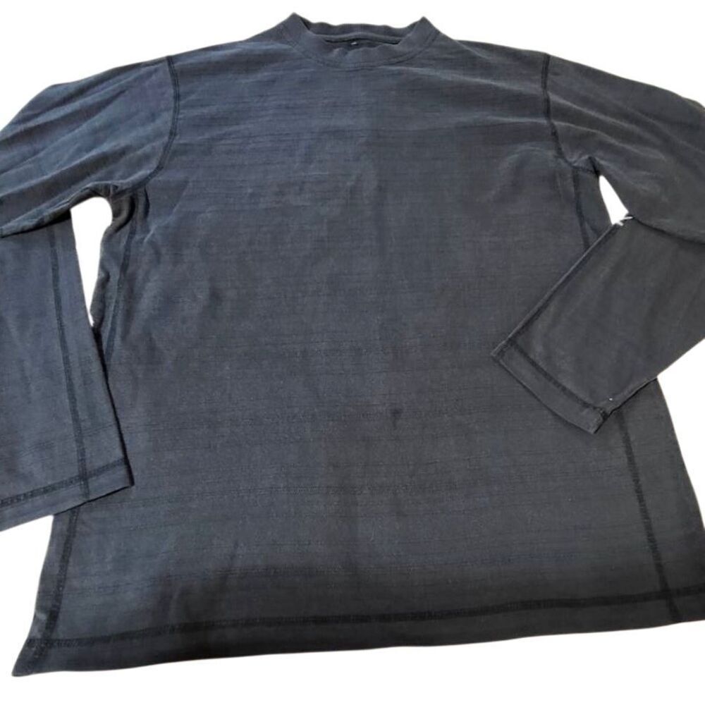 Men crew neck long sleeve pique woven tee t-shirt M